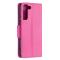  Samsung Galaxy S22 Plus Fodral Litchi Textur Läder Rosa