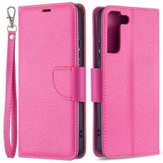  Samsung Galaxy S22 Plus Fodral Litchi Textur L&auml;der Rosa