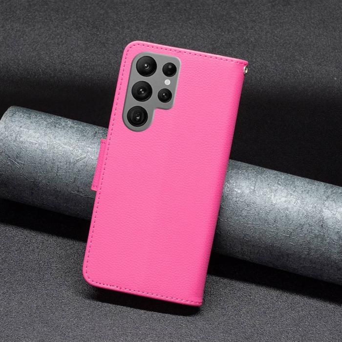 Bild 5,  Samsung Galaxy S23 Ultra Fodral Litchi Shark Rosa