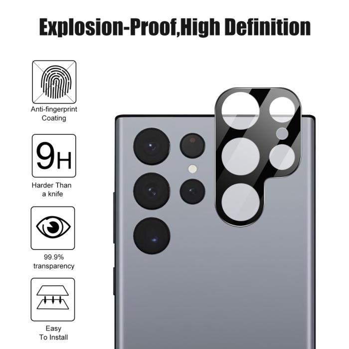 Bild 3,  Samsung Galaxy S23 Ultra Linsskydd Härdat Glas Svart