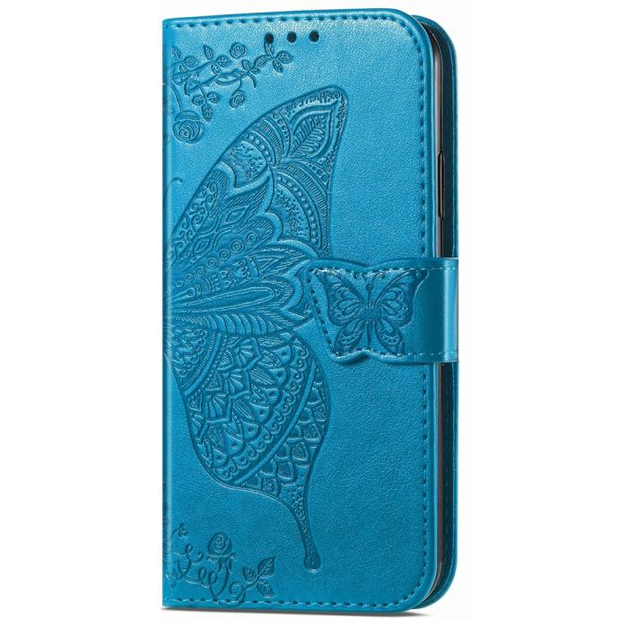 Bild 6,  Xiaomi Redmi Note 14 Pro 5G Fodral Läder Fjäril Tryck Blå