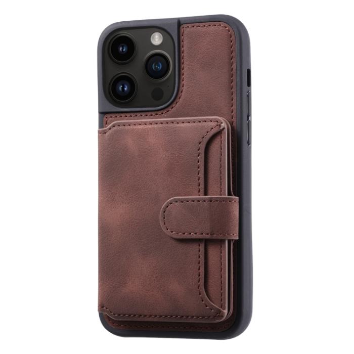 Bild 2,  iPhone 15 Pro Skal RFID Med Plånboksfunktion Brun