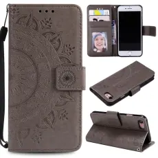  iPhone 7/8/SE (2020/2022) - Mandala Pl&aring;nboksfodral - Gr&aring;