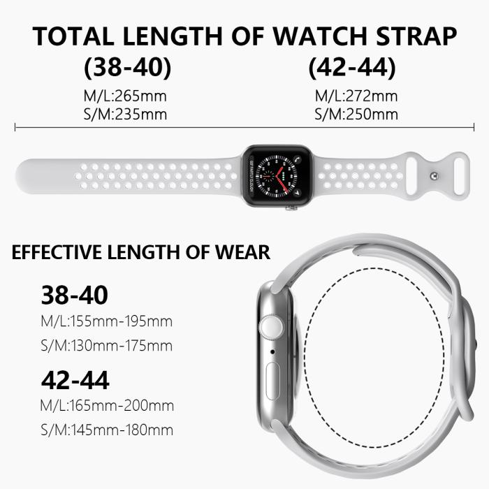 Bild 4, ColorPop Sportarmband Dual-Color Apple Watch 42/44/45/46/49 mm (M/L) Grå/Vit