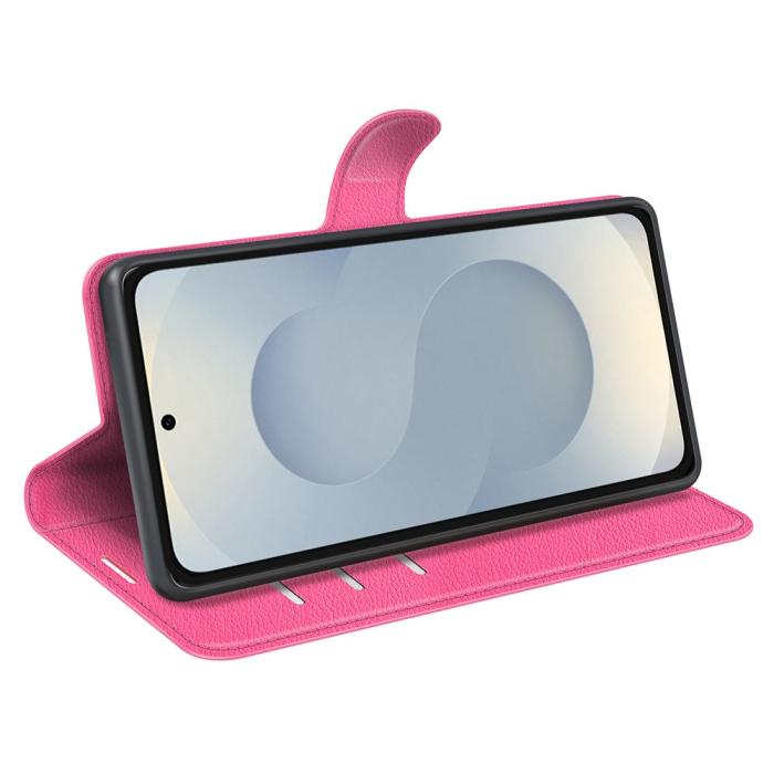 Bild 3,  Samsung Galaxy S25 Edge Fodral Litchi Läder Rosa