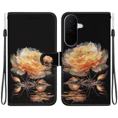  Samsung Galaxy A27 5G Fodral L&auml;der Blomma Guld