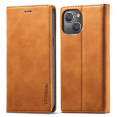 LC.IMEEKE LC.IMEEKE iPhone 15 Plus Fodral Flip L&auml;der Brun