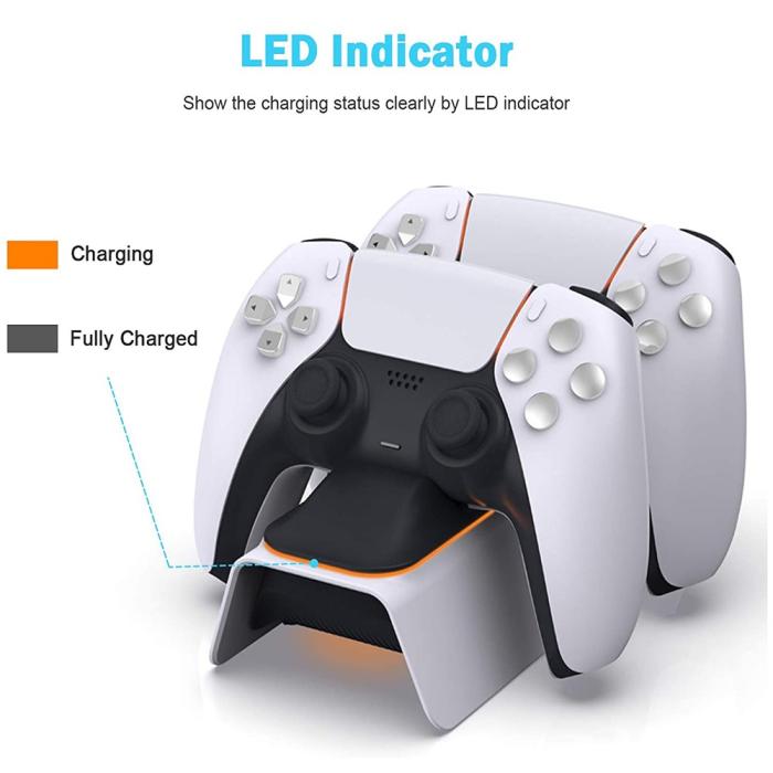 Bild 4, DOBE DOBE Sony PS5 DualSense LED Laddningsstation Vit