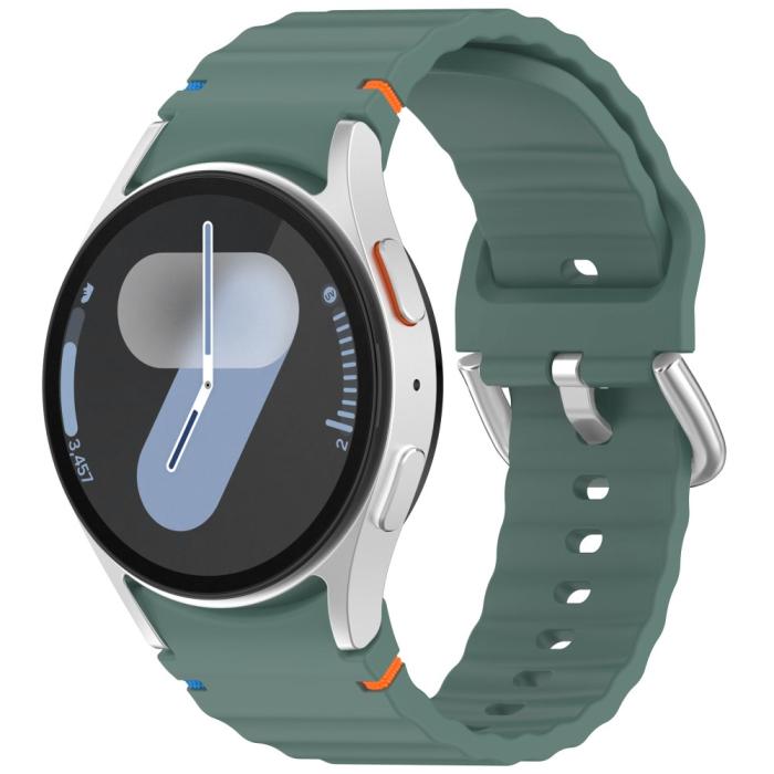 Bild 4,  Galaxy Watch 5/5 Pro/6/7/FE Armband Silikon Wave Design Grön