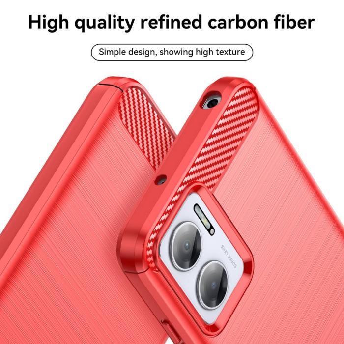 Bild 5,  Xiaomi Redmi 10 5G Skal Borstad Stål Textur Röd