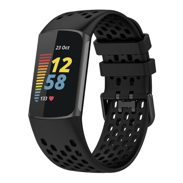 Bild 3,  Fitbit Charge 6 / 5 Armband Silikon Ihåligt Svart