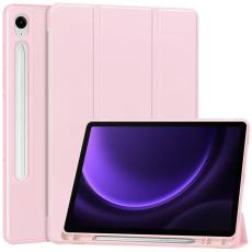  Samsung Galaxy Tab S9 FE Fodral L&auml;der Pennh&aring;llare Rosa