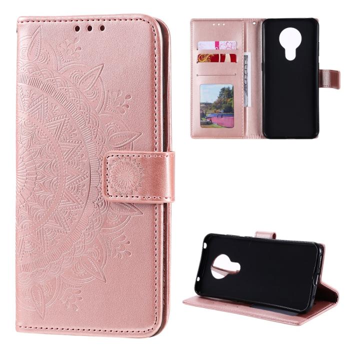 Bild 4,  Nokia G10 / G20 Fodral Tryckt Mandala Läder Roséguld
