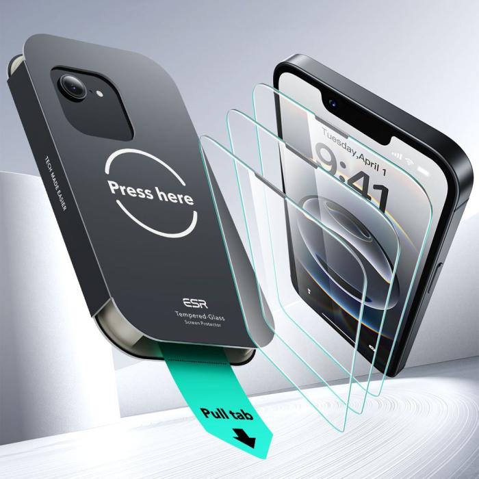 Bild 3, ESR ESR iPhone 17e/16e/14/13/13 Pro 2-PACK Skärmskydd UltraFit Härdat Glas