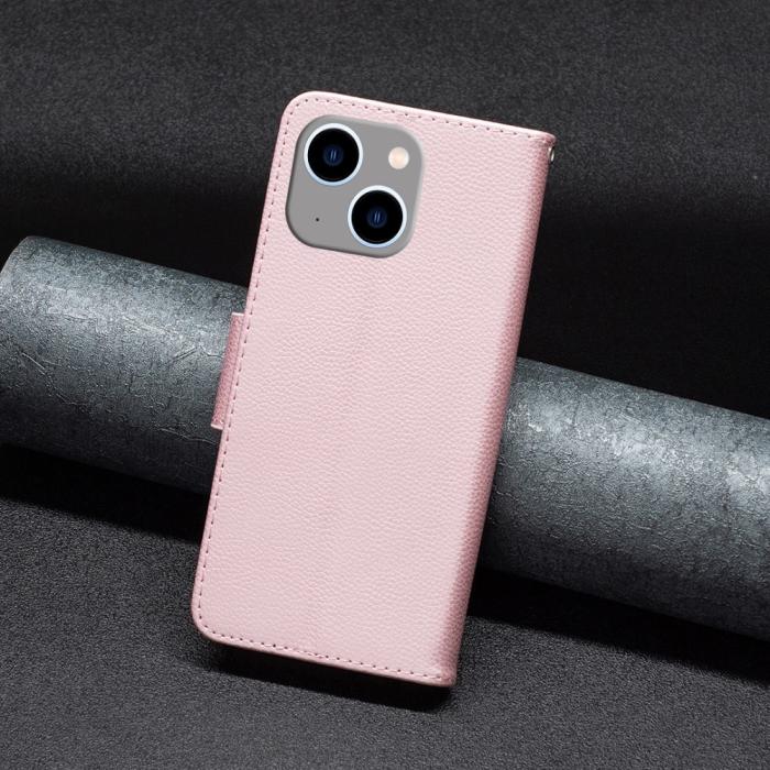 Bild 5,  iPhone 15 Plus Fodral Shark Litchi Läder Roséguld
