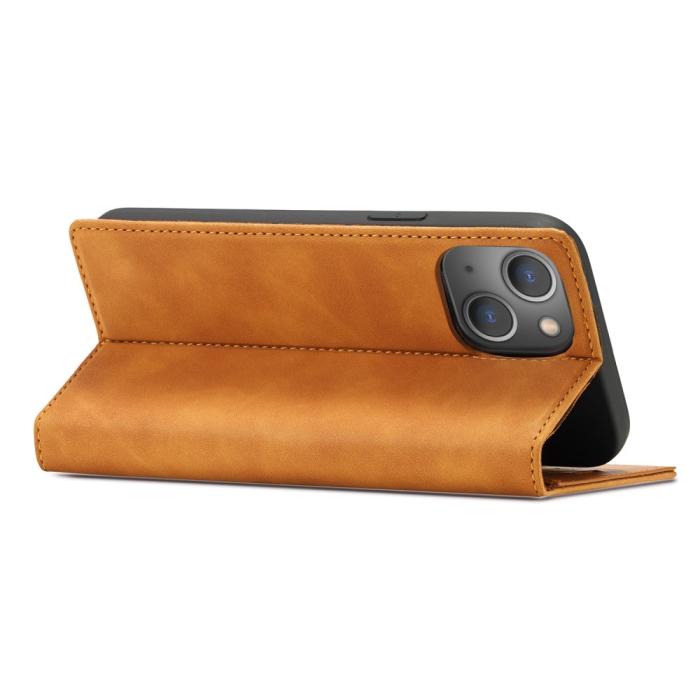Bild 4, LC.IMEEKE LC.IMEEKE iPhone 15 Plus Fodral Flip Läder Brun