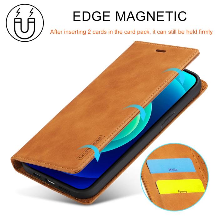 Bild 5, LC.IMEEKE LC.IMEEKE iPhone 15 Plus Fodral Flip Läder Brun
