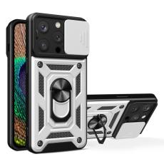  iPhone 15 Pro Max Skal CamShield Ring Hybrid Silver