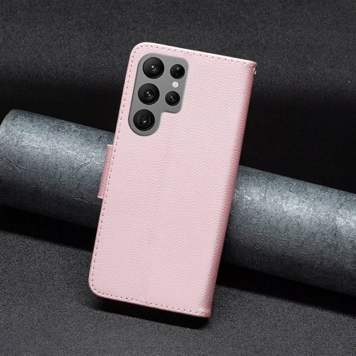 Bild 5,  Samsung Galaxy S23 Ultra Fodral Litchi Shark Roséguld