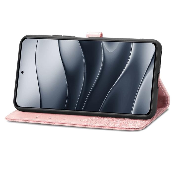 Bild 3,  Xiaomi Redmi Note 14 5G Fodral Läder Mandala Tryck Roséguld