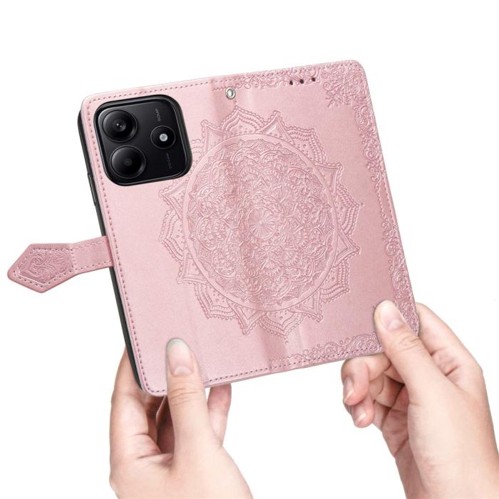 Bild 4,  Xiaomi Redmi Note 14 5G Fodral Läder Mandala Tryck Roséguld