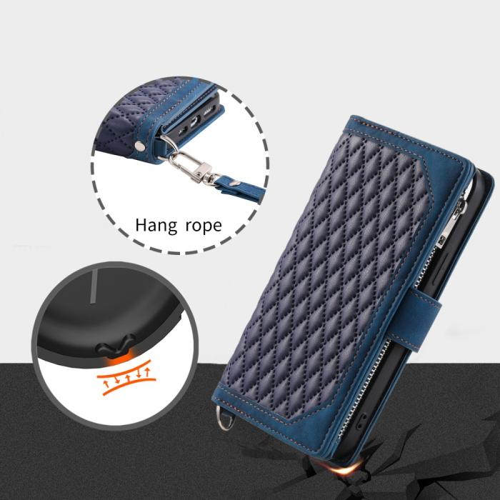 Bild 5,  Motorola Moto G35 5G Plånboksfodral Rhombus Läder Blå