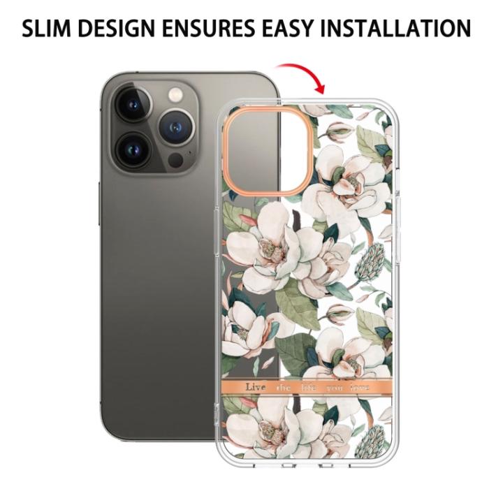 Bild 2,  iPhone 15 Pro Skal Med Tryck Grön Gardenia