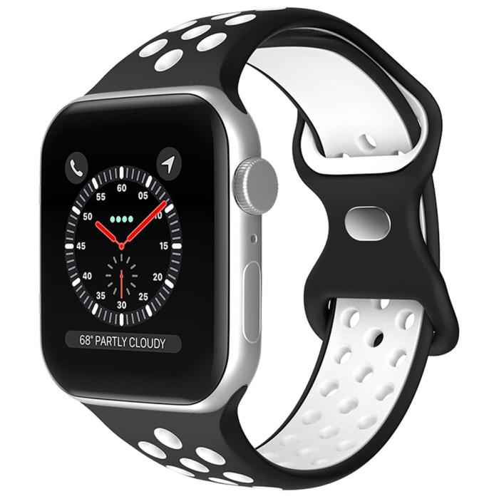 Bild 2, ColorPop Sportarmband Dual-Color Apple Watch 42/44/45/46/49 mm (M/L) Svart/Vit
