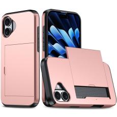  iPhone 16 Skal Hybrid Med Kortfack Ros&eacute;guld