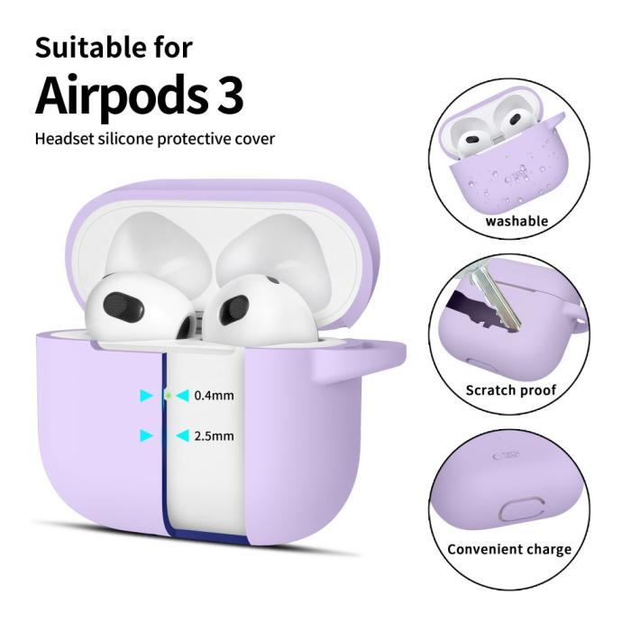 Bild 2, Tech-Protect Tech-Protect AirPods 3 Skal Silikon Hook Lavender