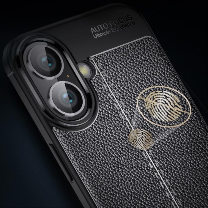 Bild 3,  iPhone 16 Plus Skal Med Litchi Textur Blå