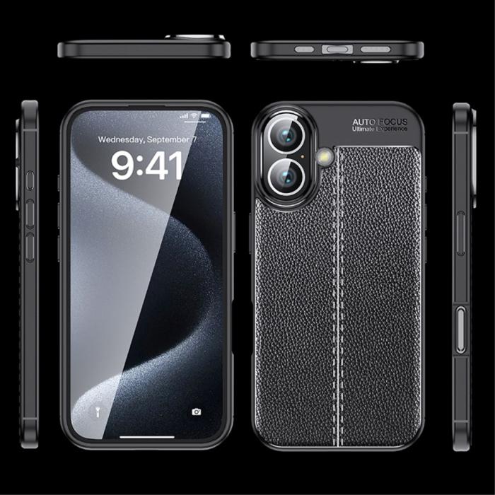 Bild 6,  iPhone 16 Plus Skal Med Litchi Textur Blå