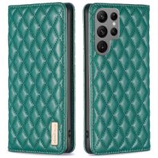 BINFEN BINFEN Galaxy S25 Ultra Fodral Flip Diamond L&auml;der Gr&ouml;n