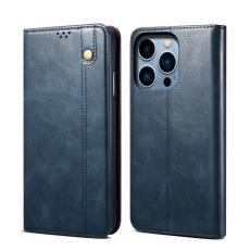  iPhone 14 Pro Fodral Flip Wax L&auml;der Bl&aring;