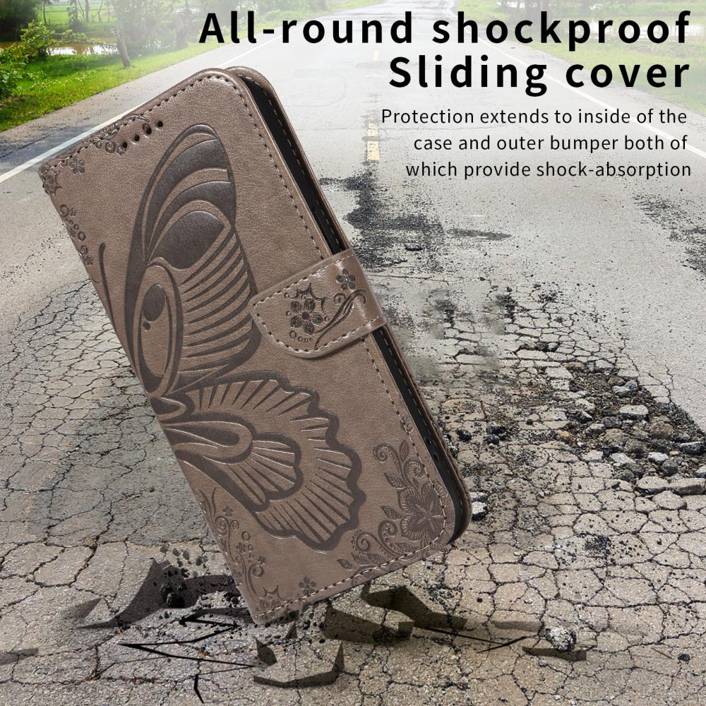  Motorola Edge 70 Fodral Med Fjäril Tryck Grå
