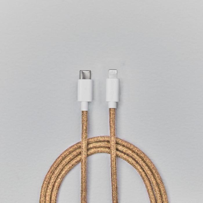 Bild 6, Smartline Smartline 2m USB-C - Lightning MFi Fuzzy Laddningskabel Sand