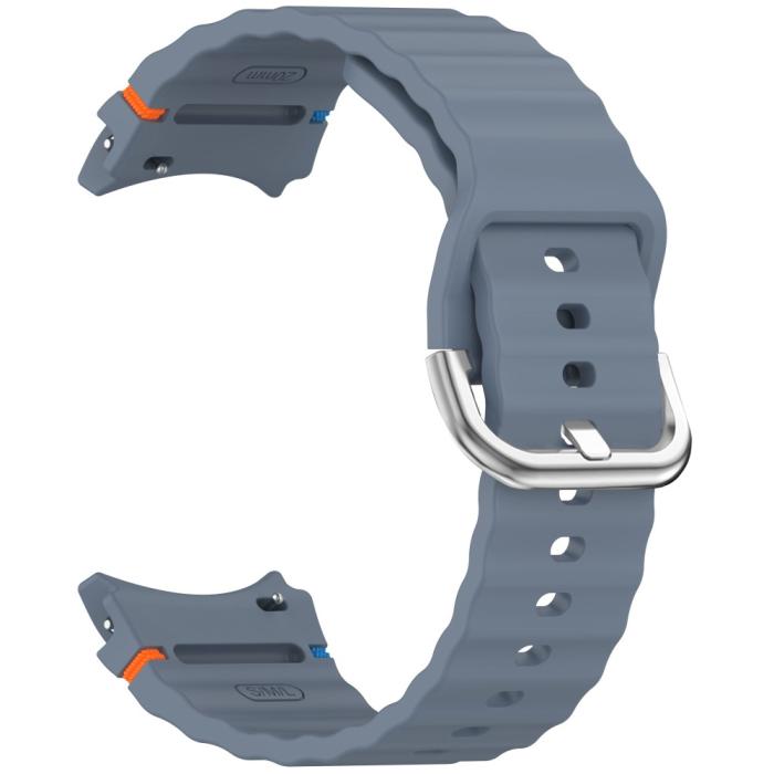 Bild 2,  Galaxy Watch 5/5 Pro/6/7/FE Armband Silikon Wave Design Blå
