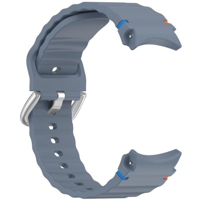 Bild 3,  Galaxy Watch 5/5 Pro/6/7/FE Armband Silikon Wave Design Blå