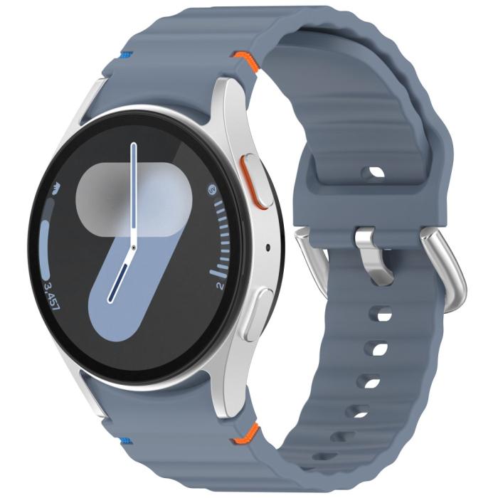 Bild 4,  Galaxy Watch 5/5 Pro/6/7/FE Armband Silikon Wave Design Blå