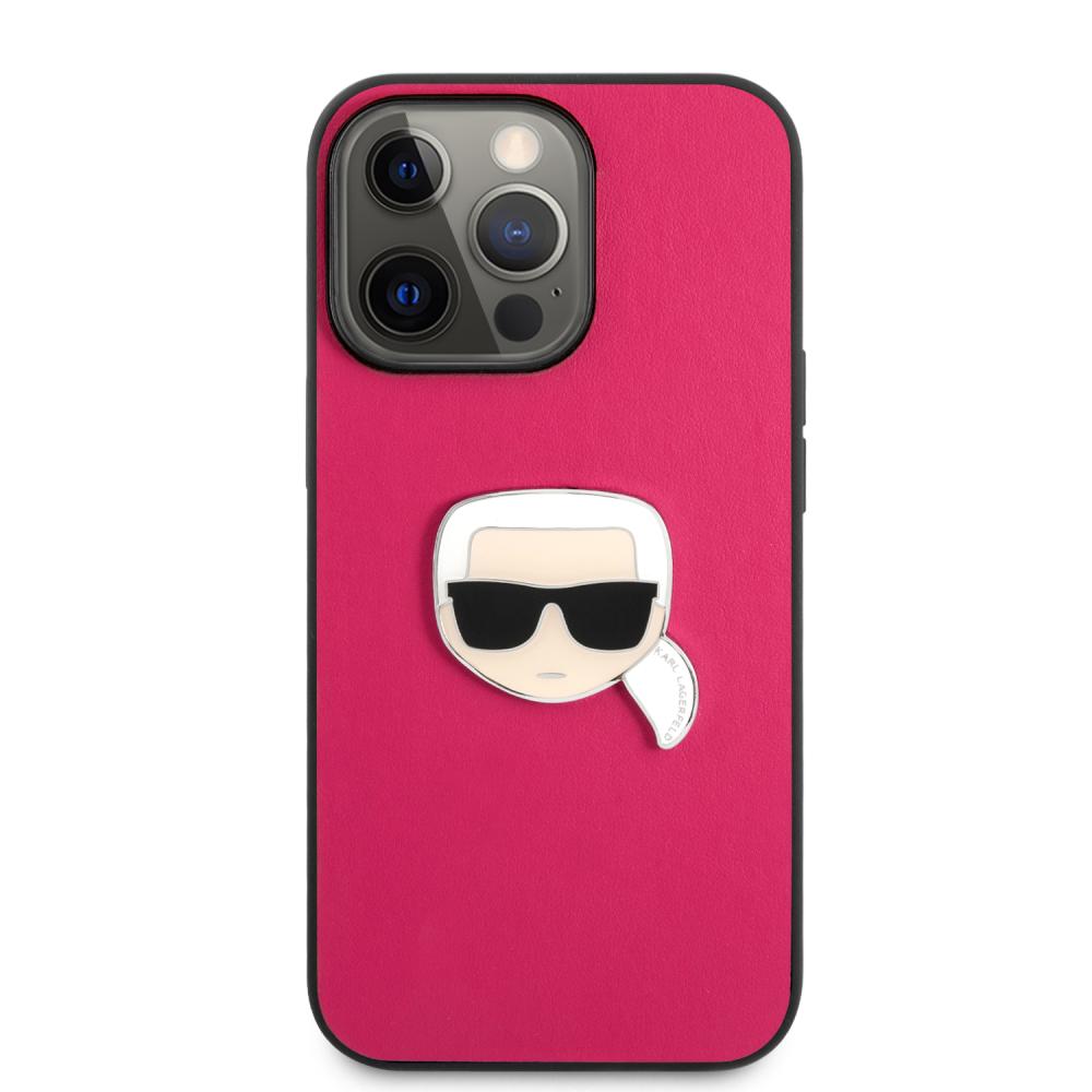 Karl Lagerfeld Karl Lagerfeld iPhone 13 Pro Skal PU Läder Karl Head Rosa