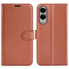  Samsung Galaxy S25 Edge Fodral Litchi L&auml;der Brun