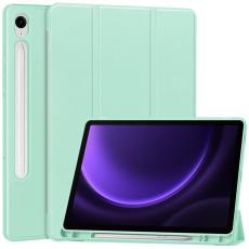  Samsung Galaxy Tab S9 FE Fodral L&auml;der Pennh&aring;llare Gr&ouml;n