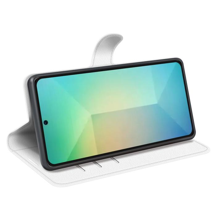 Bild 3,  Samsung Galaxy S25 Fodral Litchi Läder Vit