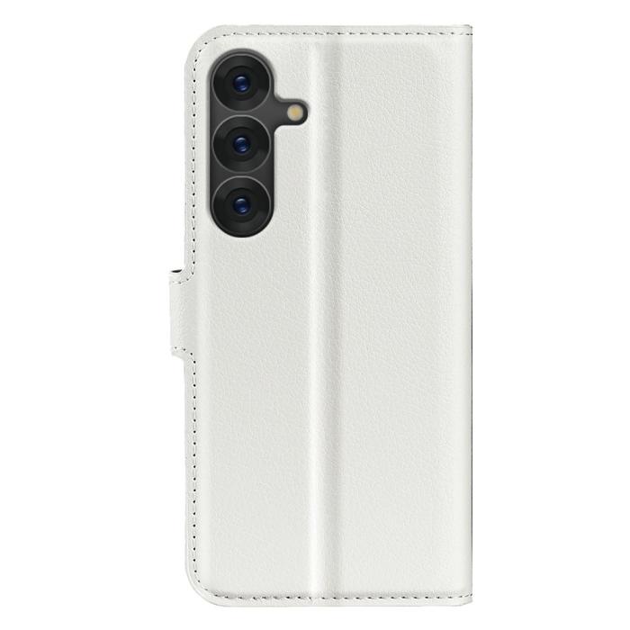 Bild 6,  Samsung Galaxy S25 Fodral Litchi Läder Vit