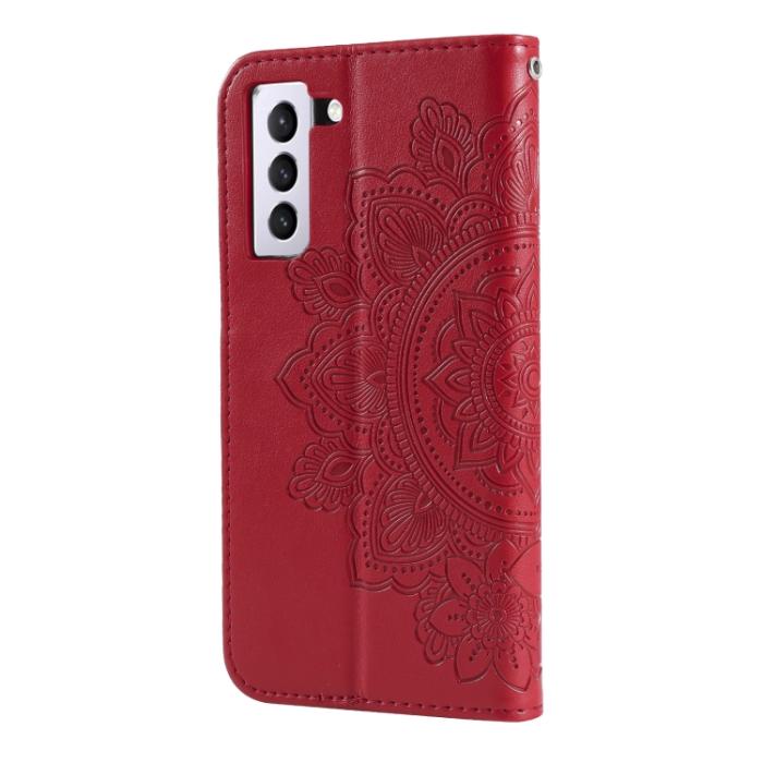 Bild 3,  Samsung Galaxy S21 FE Fodral Mandala Läder Röd