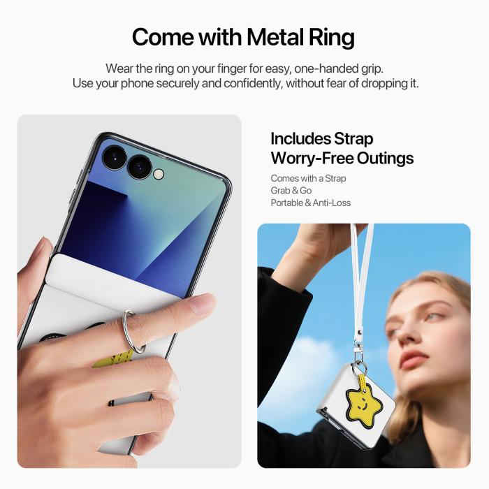 Bild 4, DUX DUCIS DUX DUCIS Samsung Galaxy Z Flip 8 Skal PU-Läder Stjärna Vit