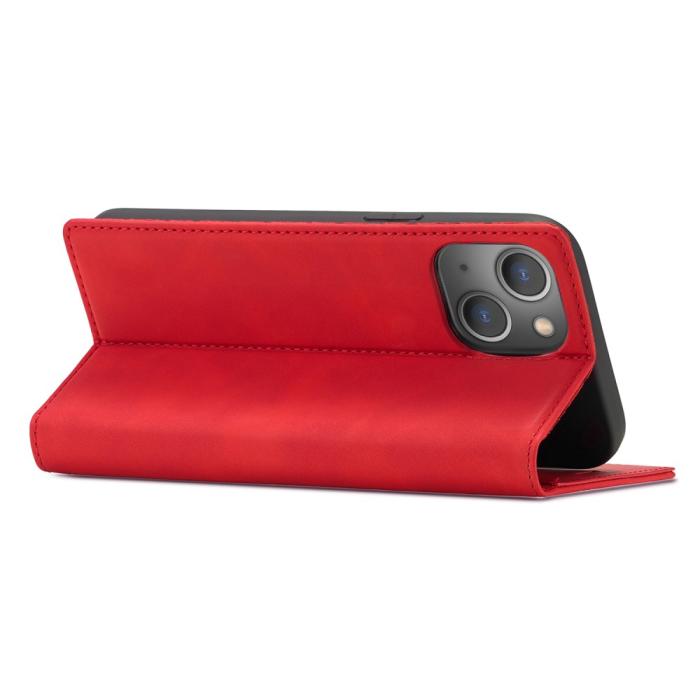 Bild 4, LC.IMEEKE LC.IMEEKE iPhone 15 Plus Fodral Flip Läder Röd