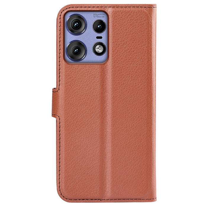 Bild 6,  Motorola Edge 50 Pro 5G Litchi Läder Fodral Brun
