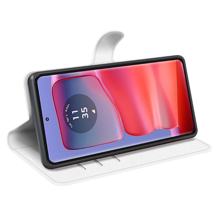 Bild 3,  Motorola Edge 50 Pro 5G Litchi Läder Fodral Vit