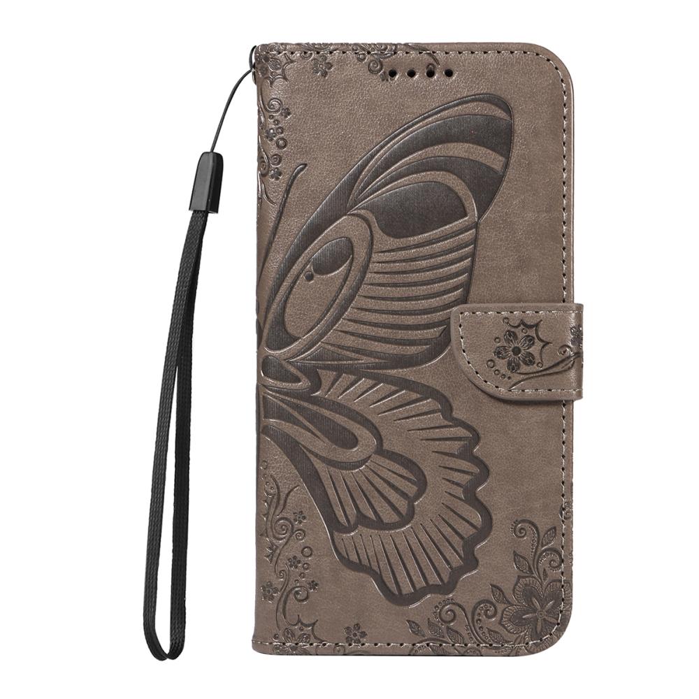  Motorola Edge 70 Fodral Med Fjäril Tryck Grå